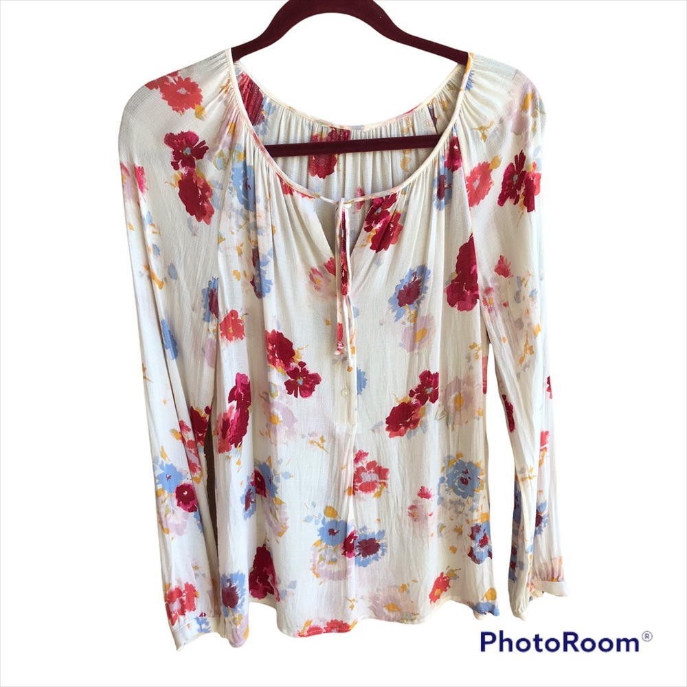 Prairiecore Lucky Brand Long Sleeve Floral Peasant Boho Top S